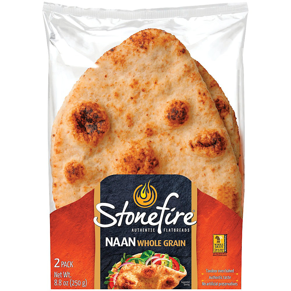 Calories in Stonefire Authentic Flatbreads Whole Grain Naan, 8.8 oz
