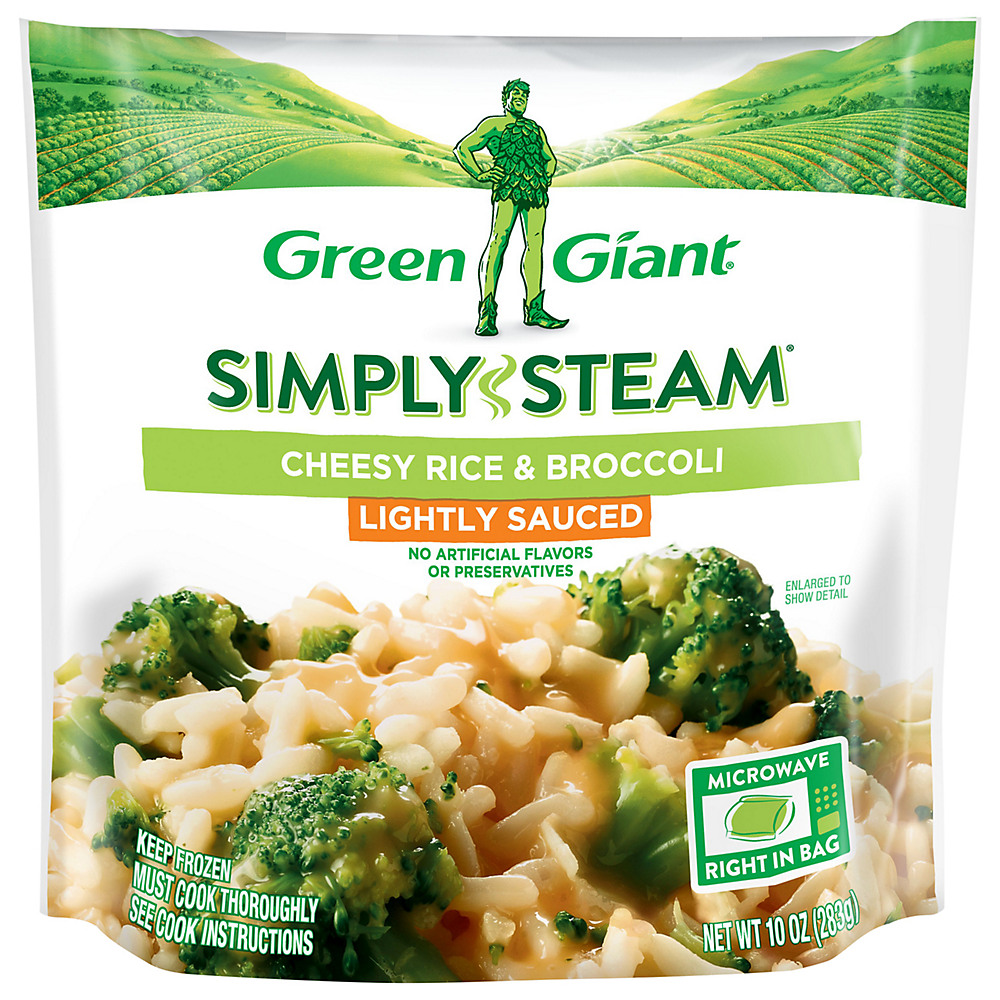 Calories in Green Giant Simply Steam Lightly Sauced Cheesy Rice & Broccoli, 10 oz
