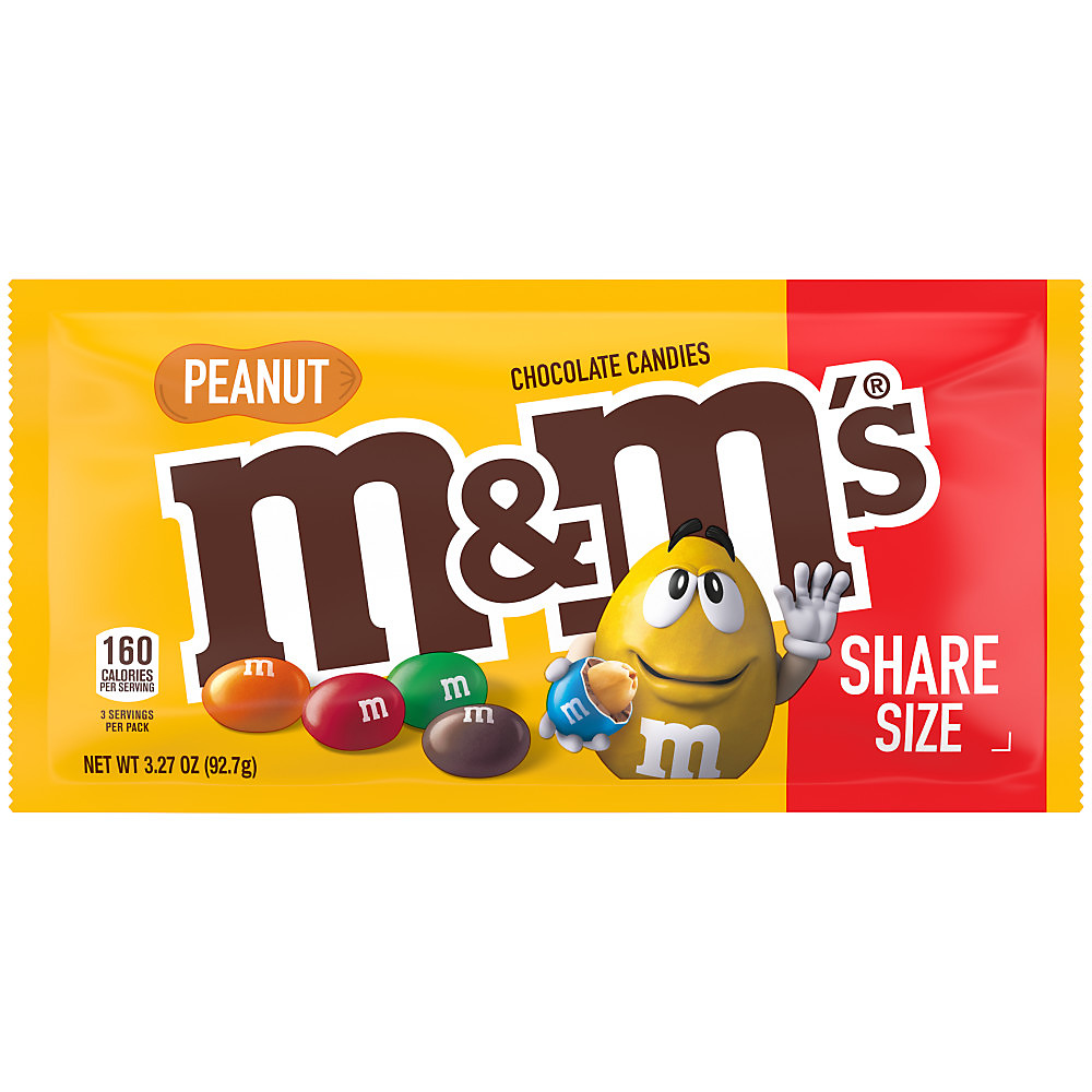 Calories in M&M's Peanut Milk Chocolate Candy, Sharing Size, 3.27 oz