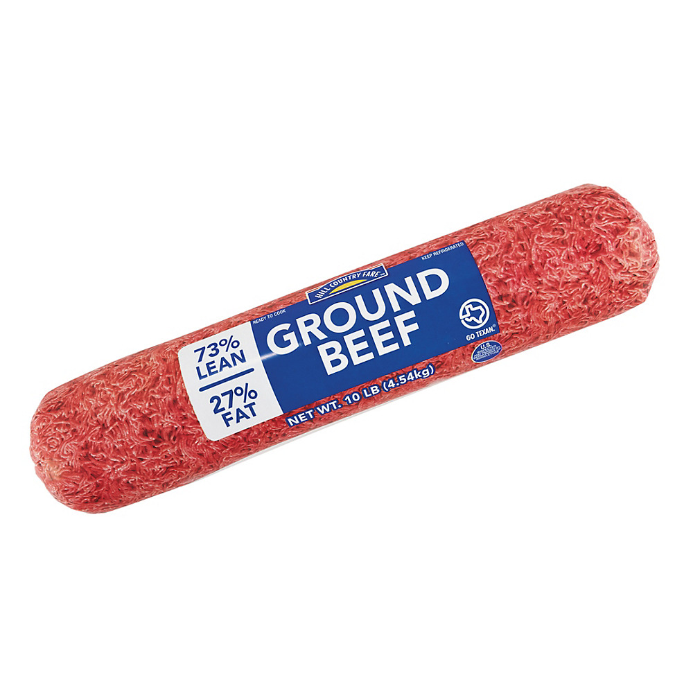 Calories in Hill Country Fare Ground Beef 73% Lean, 10 lb