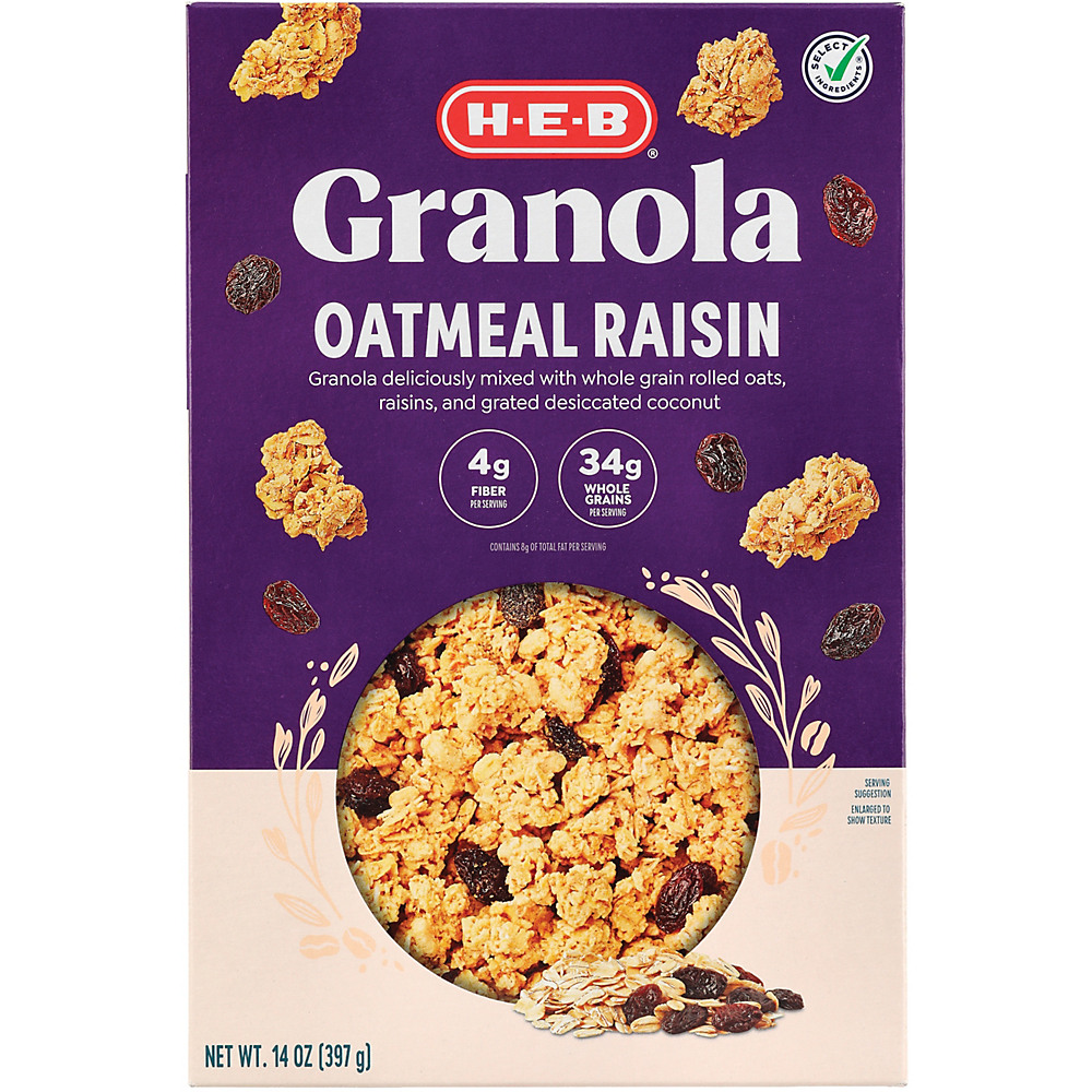 Calories in H-E-B Select Ingredients Granola with Raisins, 14 oz