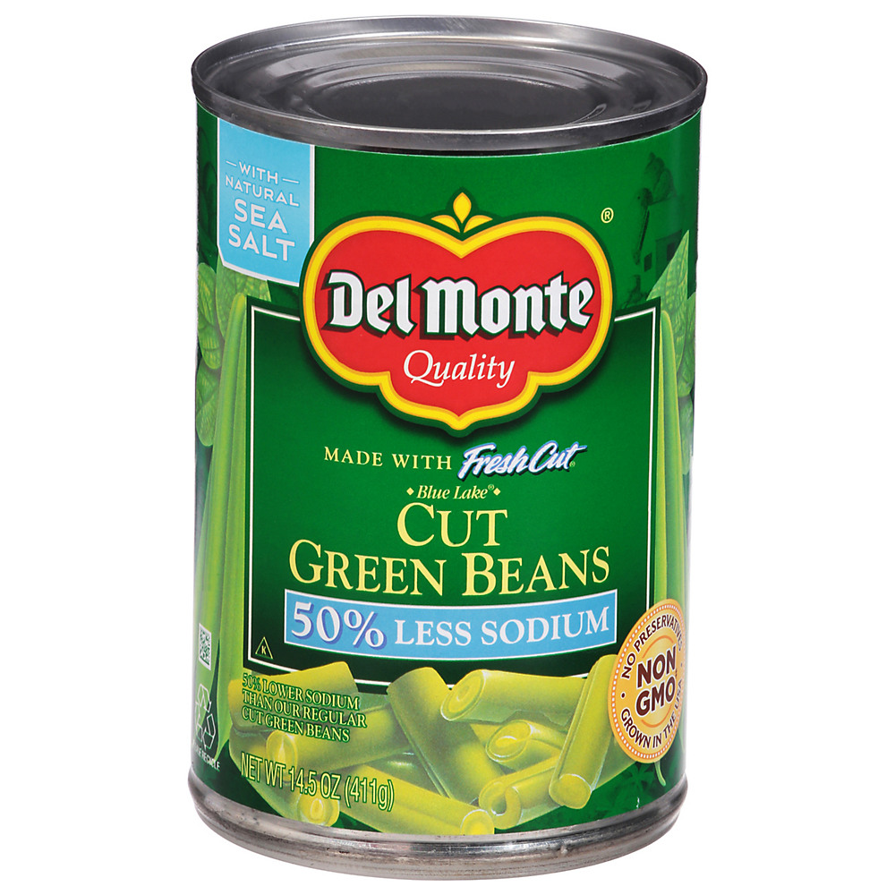 Calories in Del Monte 50% Low Sodium Blue Lake Cut Green Beans, 14.5 oz