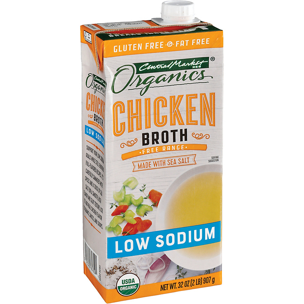 Calories in Central Market Organics Free Range Low Sodium Chicken Broth, 32 oz