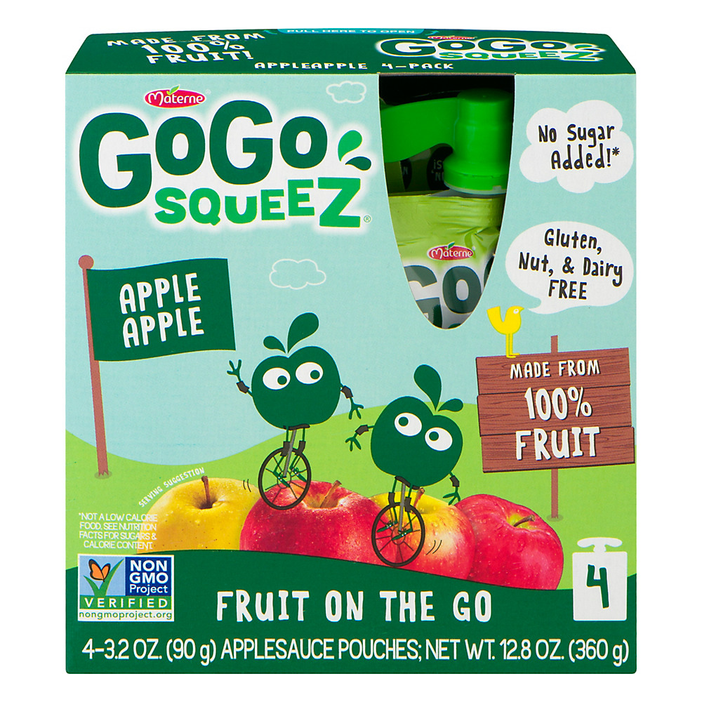 Calories in GoGo squeeZ Applesauce Pouches, Apple Apple, 4 ct