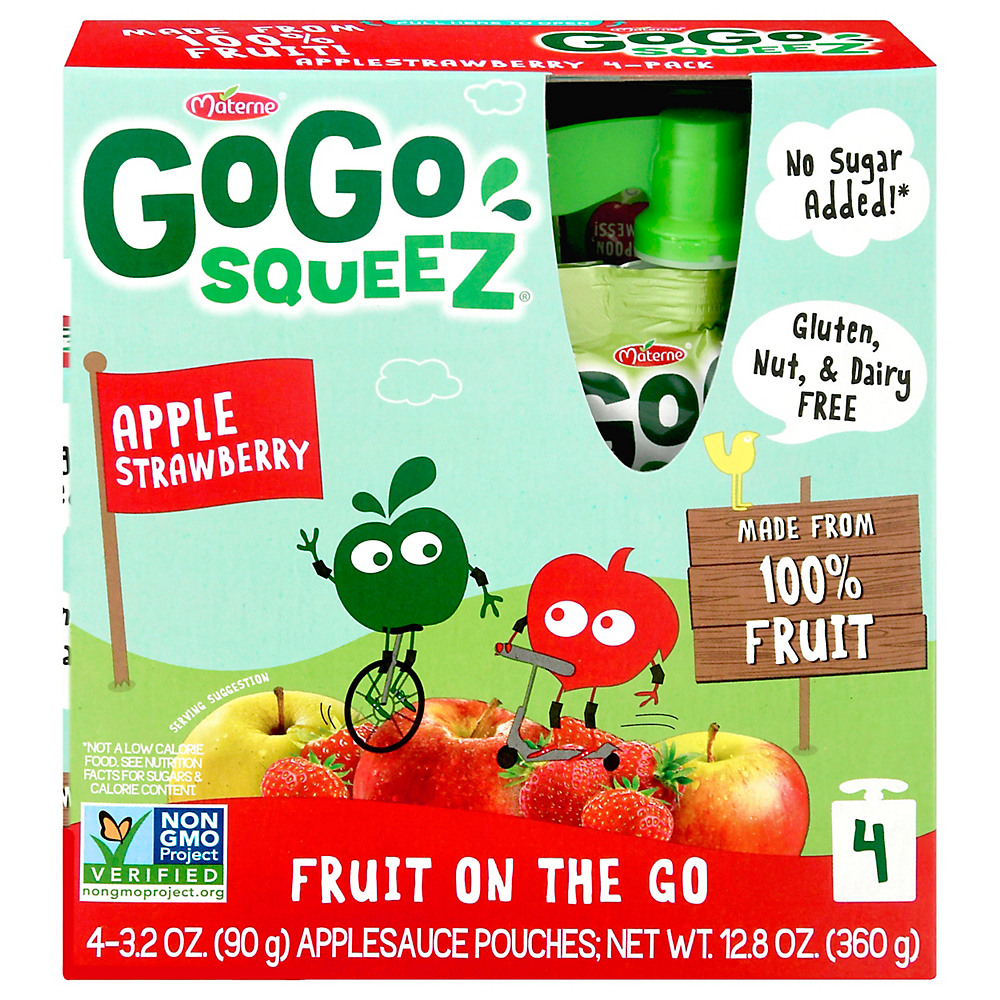 Calories in GoGo squeeZ Applesauce Pouches, Apple Strawberry, 4 ct