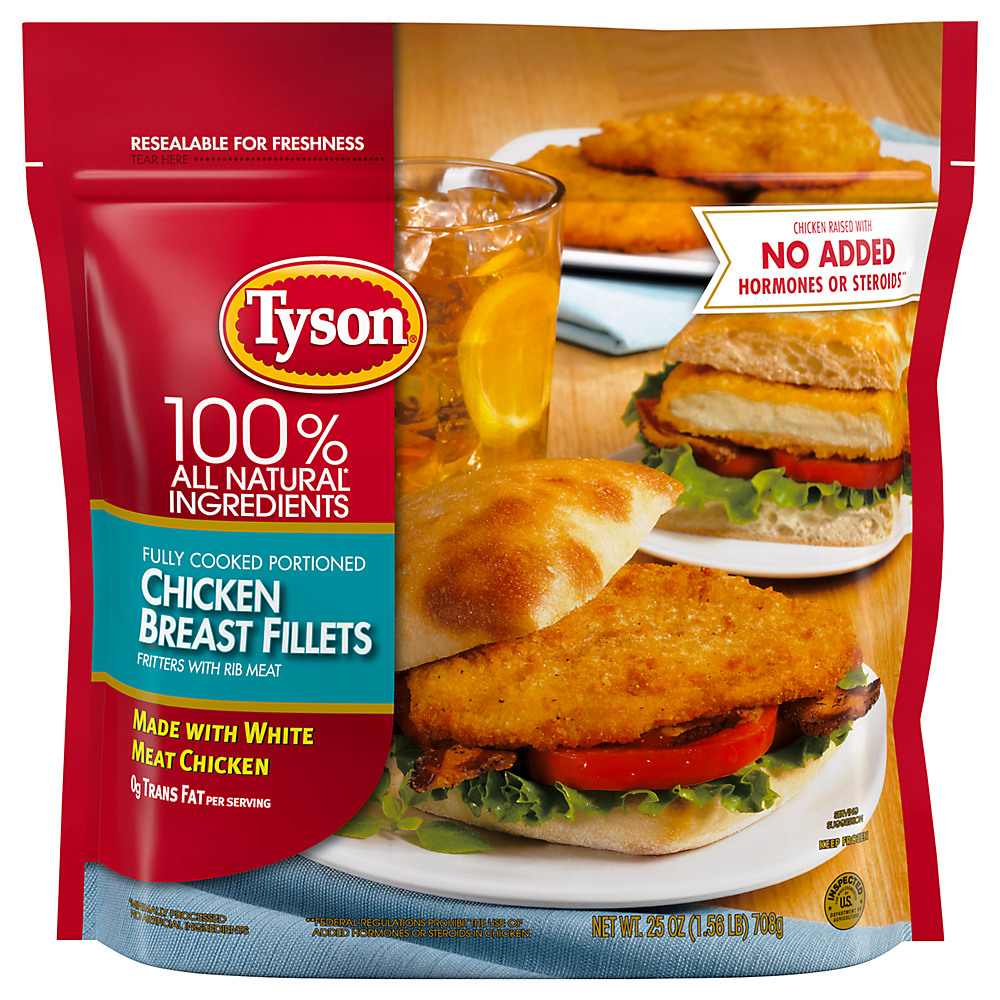 Calories in Tyson Fully Cooked Portioned Chicken Breast Fillets, 25 oz