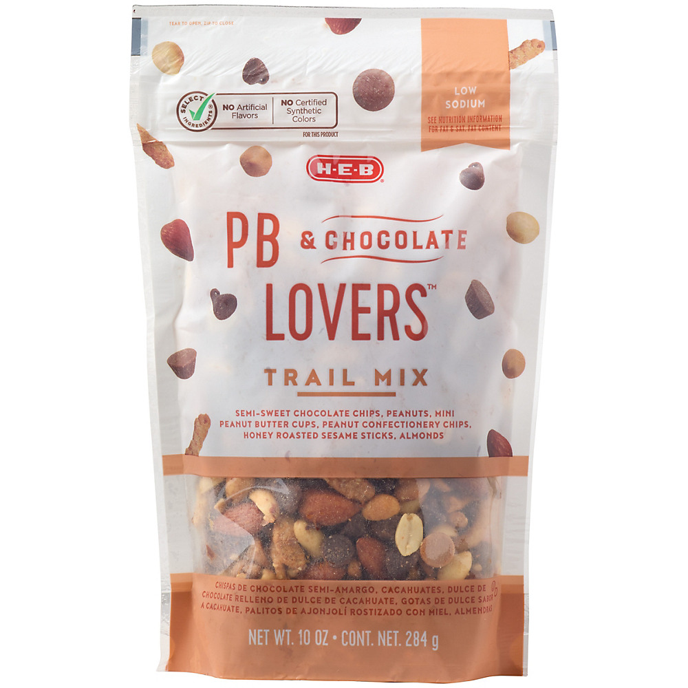 Calories in H-E-B Select Ingredients P.B.& Chocolate Lovers Trail Mix, 10 oz