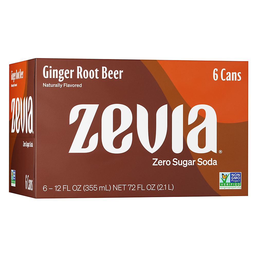 Calories in Zevia Zero Calorie Ginger Root Beer Soda 12 oz Cans, 6 pk