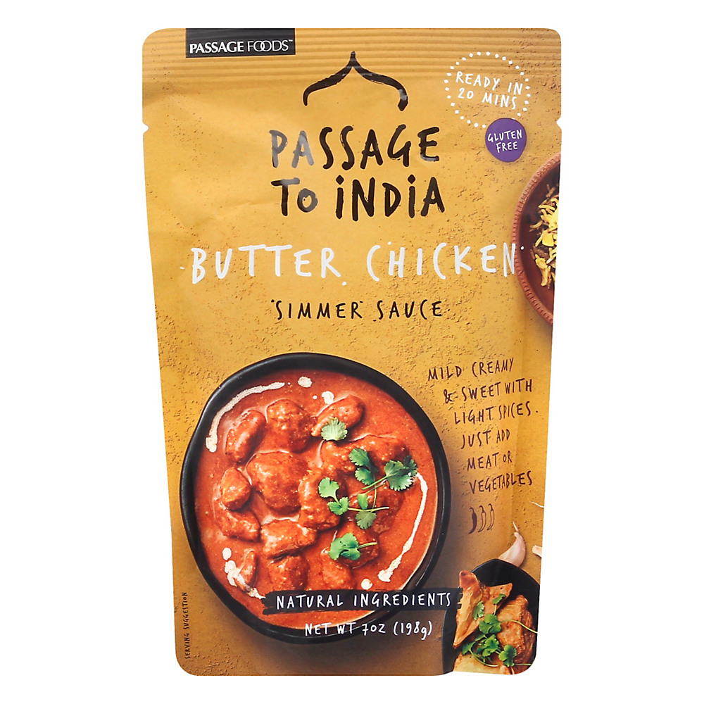 Calories in Passage Foods Passage to India Butter Chicken Mild Simmer Sauce, 7 oz
