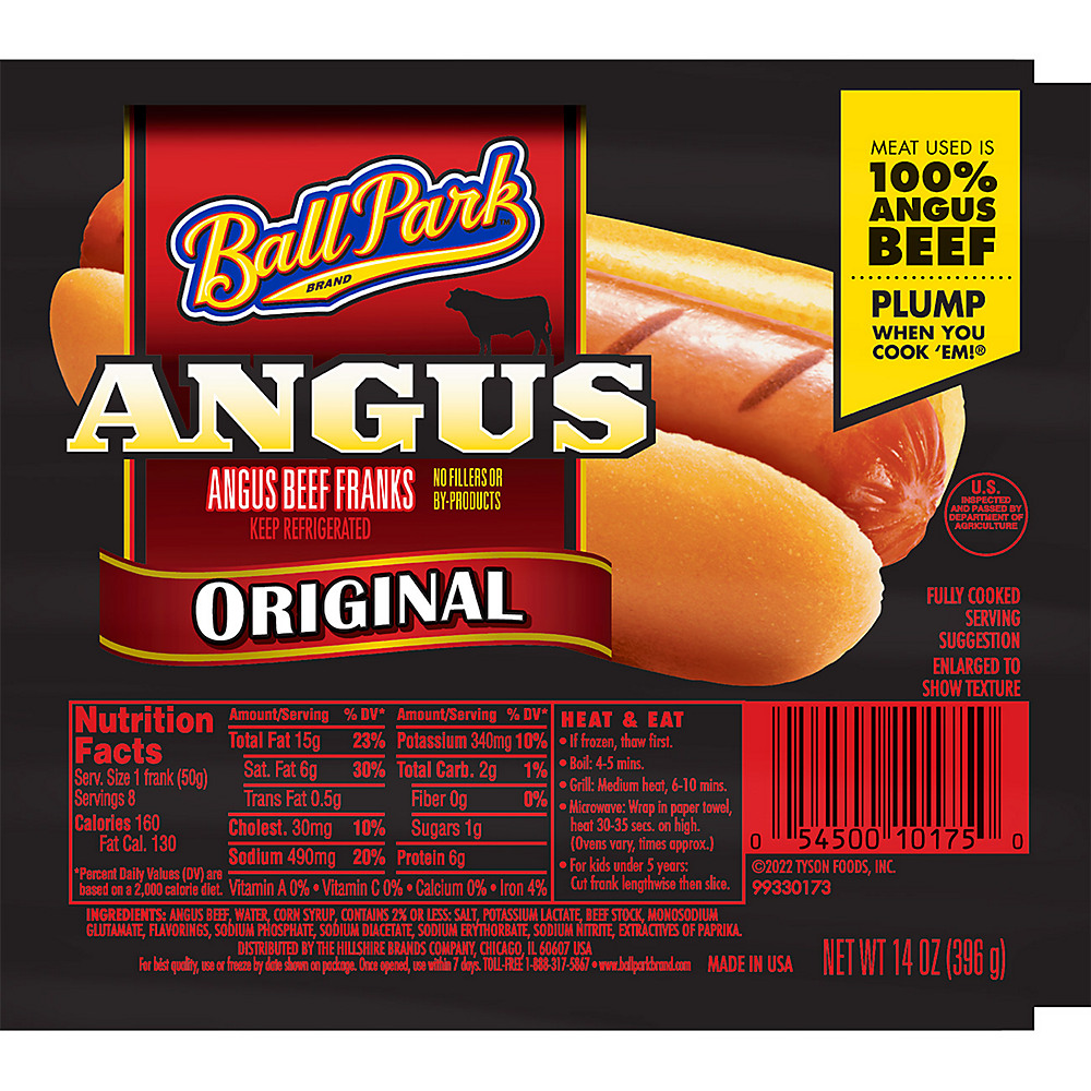 Calories in Ball Park Original Angus Beef Hot Dogs, 8 ct
