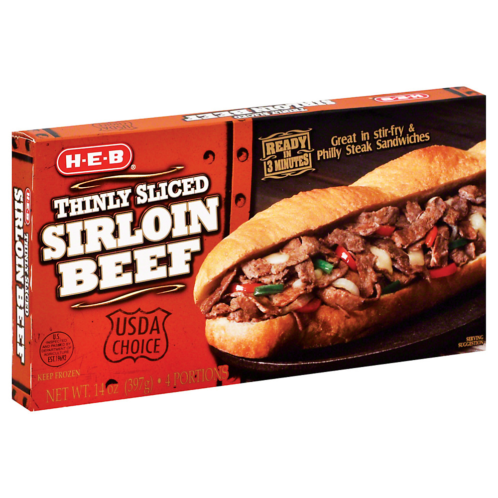 Calories in H-E-B Thinly Sliced Sirloin Beef, 14 oz