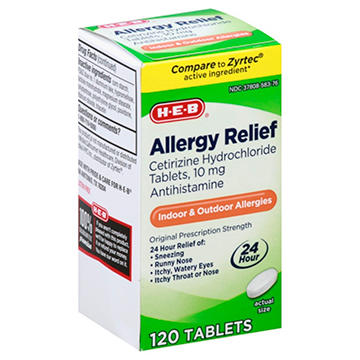 H-E-B Allergy Relief Cetirizine 24 Hour Tablets – 10 mg, 120 ct
