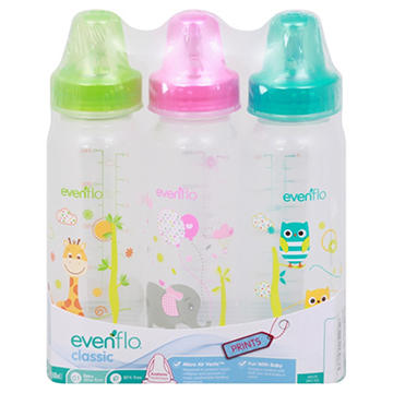 Evenflo Zoo Friends, Assorted Colors, 8 oz Bottles, 3 ct