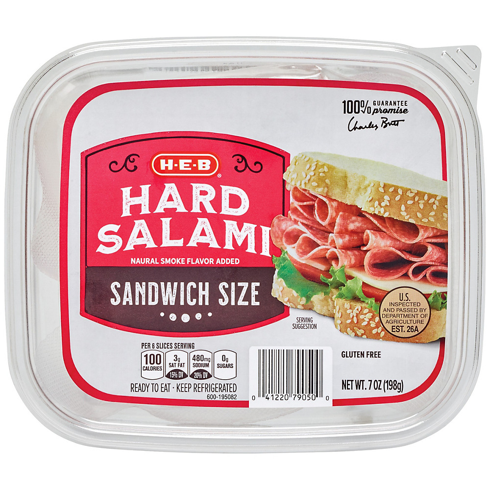 Calories in H-E-B Hard Salami Sandwhich Sliced , 7 oz