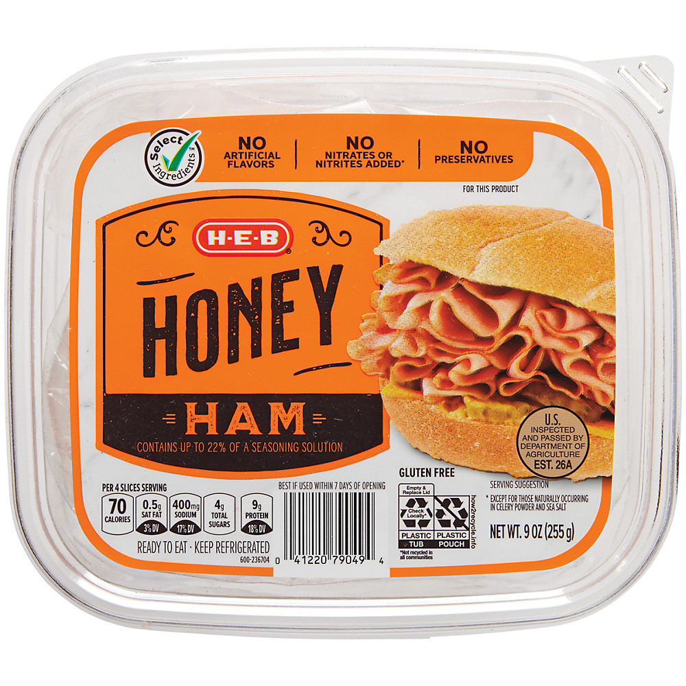 Calories in H-E-B Select Ingredients Honey Ham Shaved, 9 oz