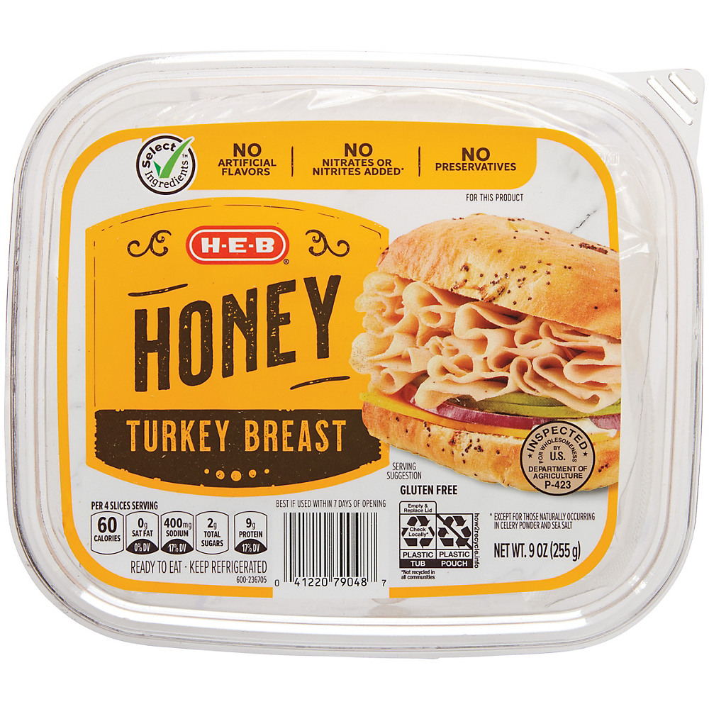 Calories in H-E-B Select Ingredients Turkey Breast Honey Roasted Shaved, 9 oz