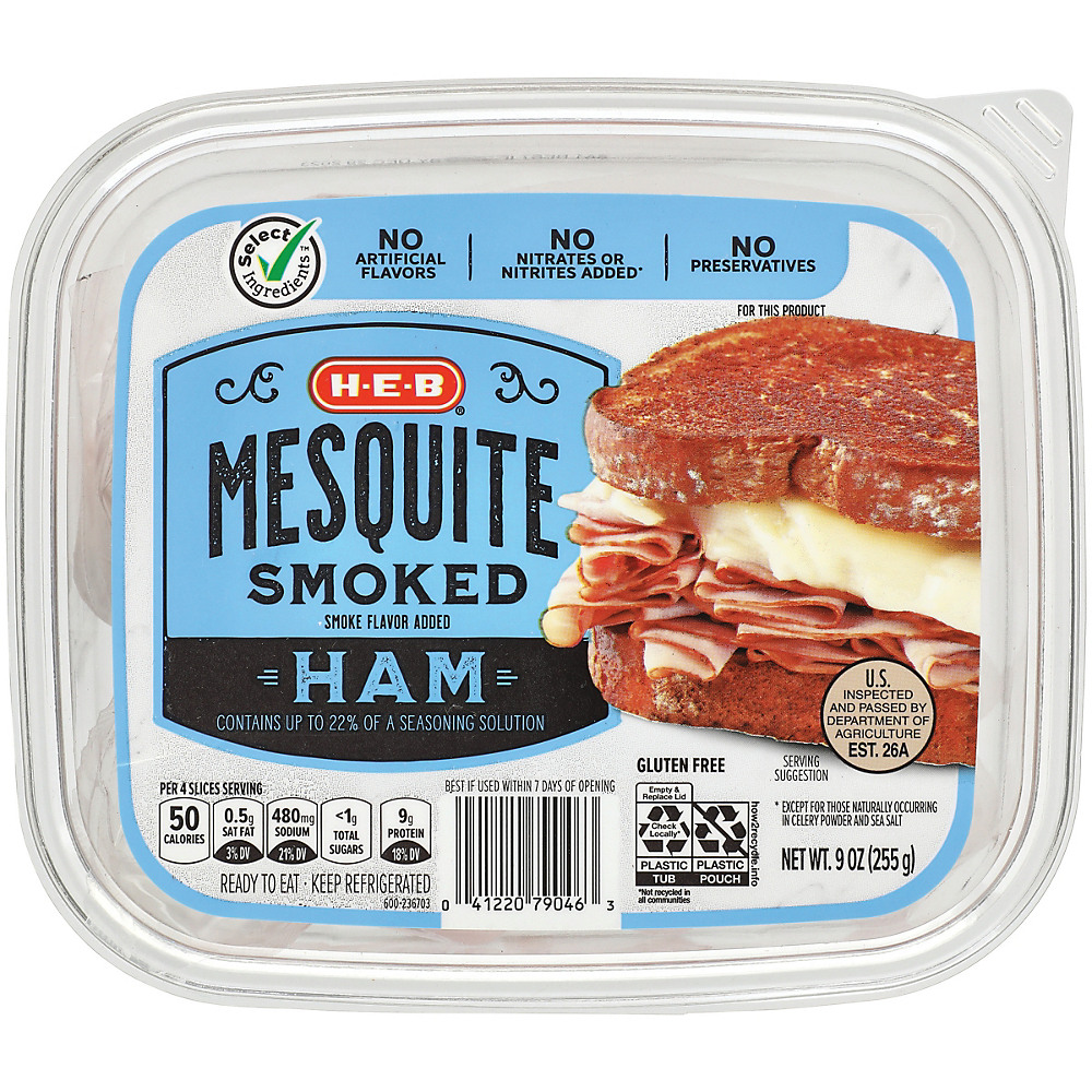 Calories in H-E-B Select Ingredients Mesquite Smoked Ham, 9 oz