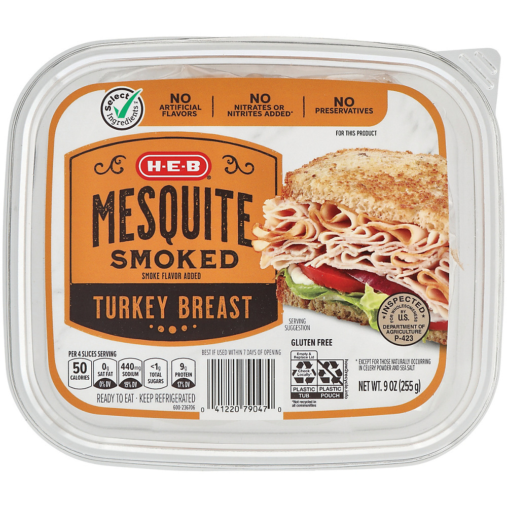 Calories in H-E-B Select Ingredients Turkey Breast  Mesquite Smoked Shaved, 9 oz