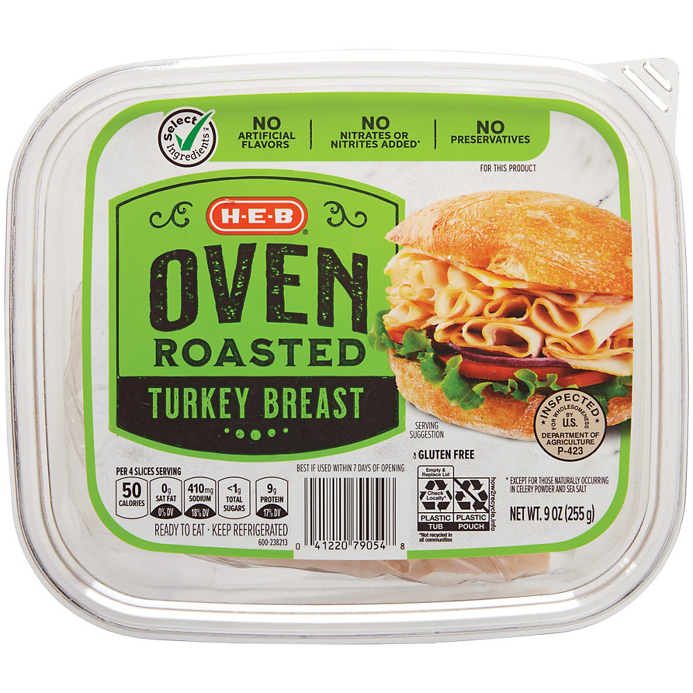 Calories in H-E-B Select Ingredients Turkey Breast Oven Roasted Shaved, 9 oz