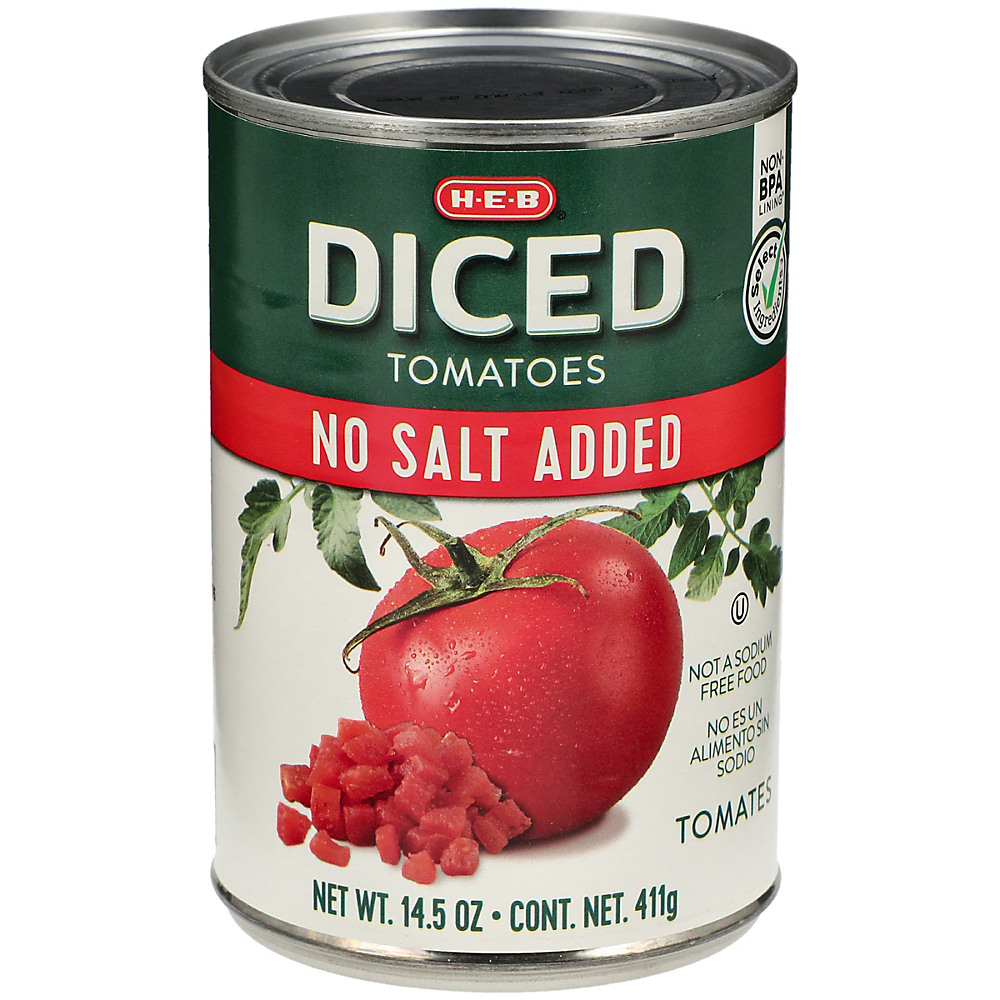 Calories in H-E-B Select Ingredients No Salt Added Diced Tomatoes, 14.5 oz