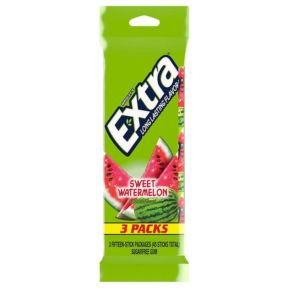 Calories in Extra Sweet Watermelon Sugar Free Chewing Gum, 45 ct, 3 pk