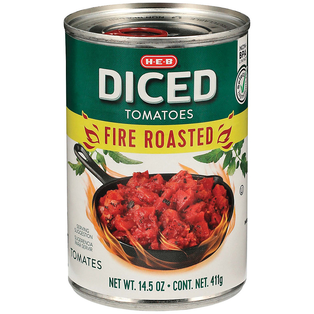 Calories in H-E-B Select Ingredients Fire Roasted Diced Tomatoes, 14.5 oz