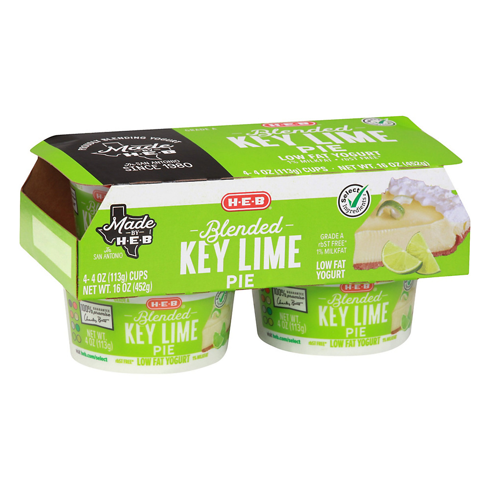 Calories in H-E-B Select Ingredients Blended Low-Fat Key Lime Pie Yogurt, 4 ct