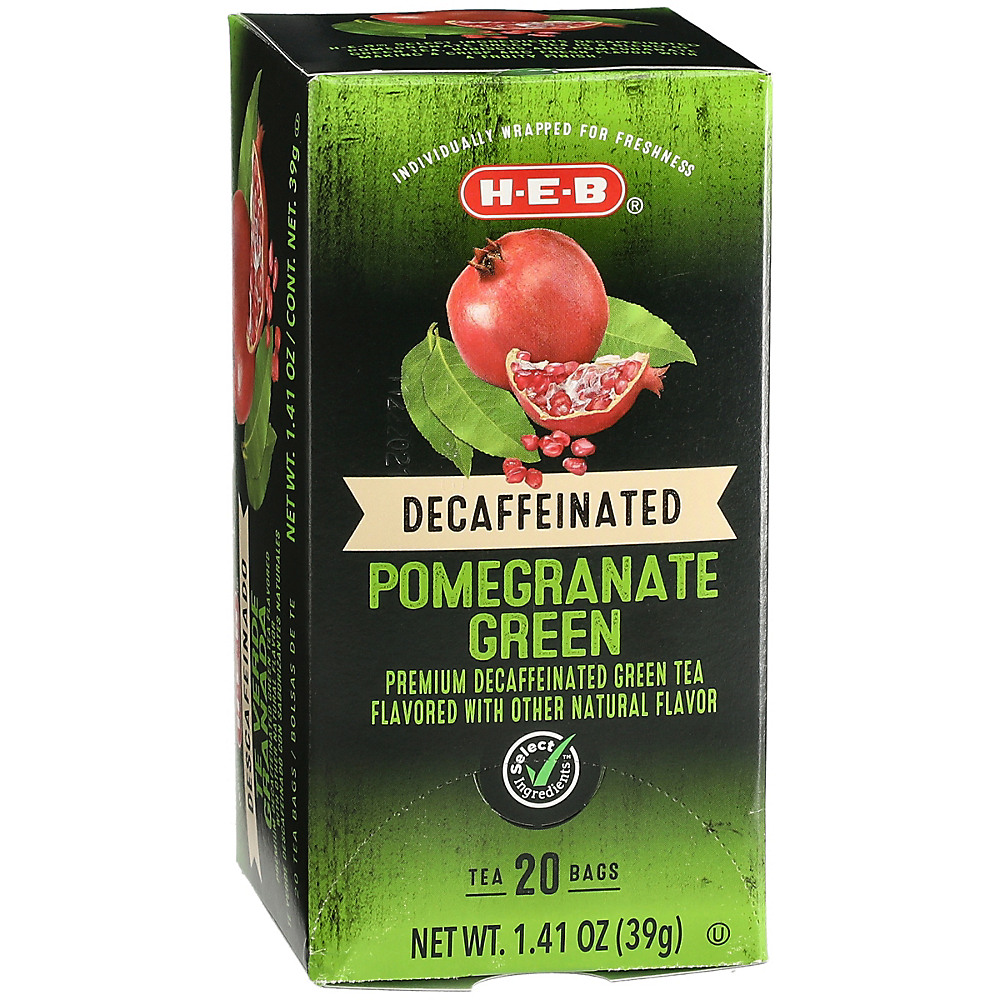 Calories in H-E-B Decaf Pomegranate Green Tea Bags, 20 ct
