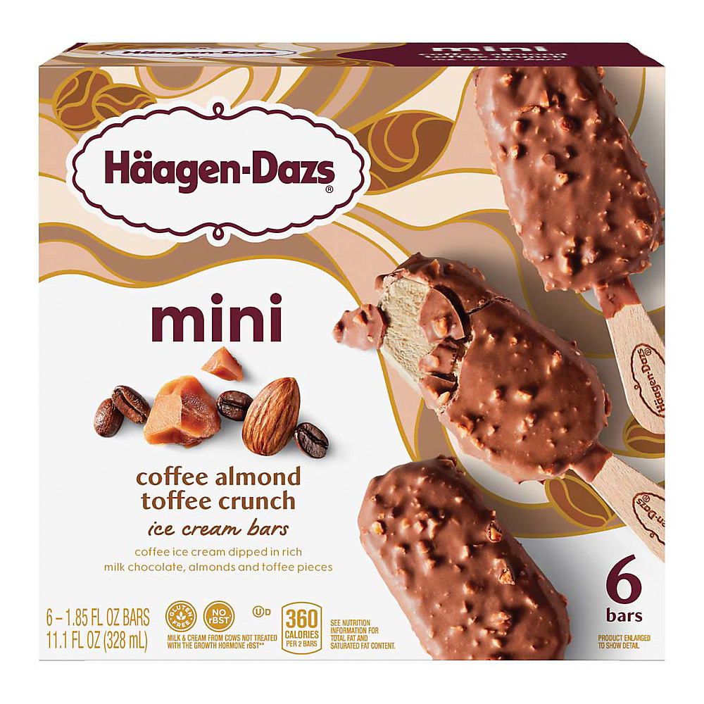 Calories in Haagen-Dazs Coffee Almond Toffee Crunch Snack Size Ice Cream Bars, 6 ct