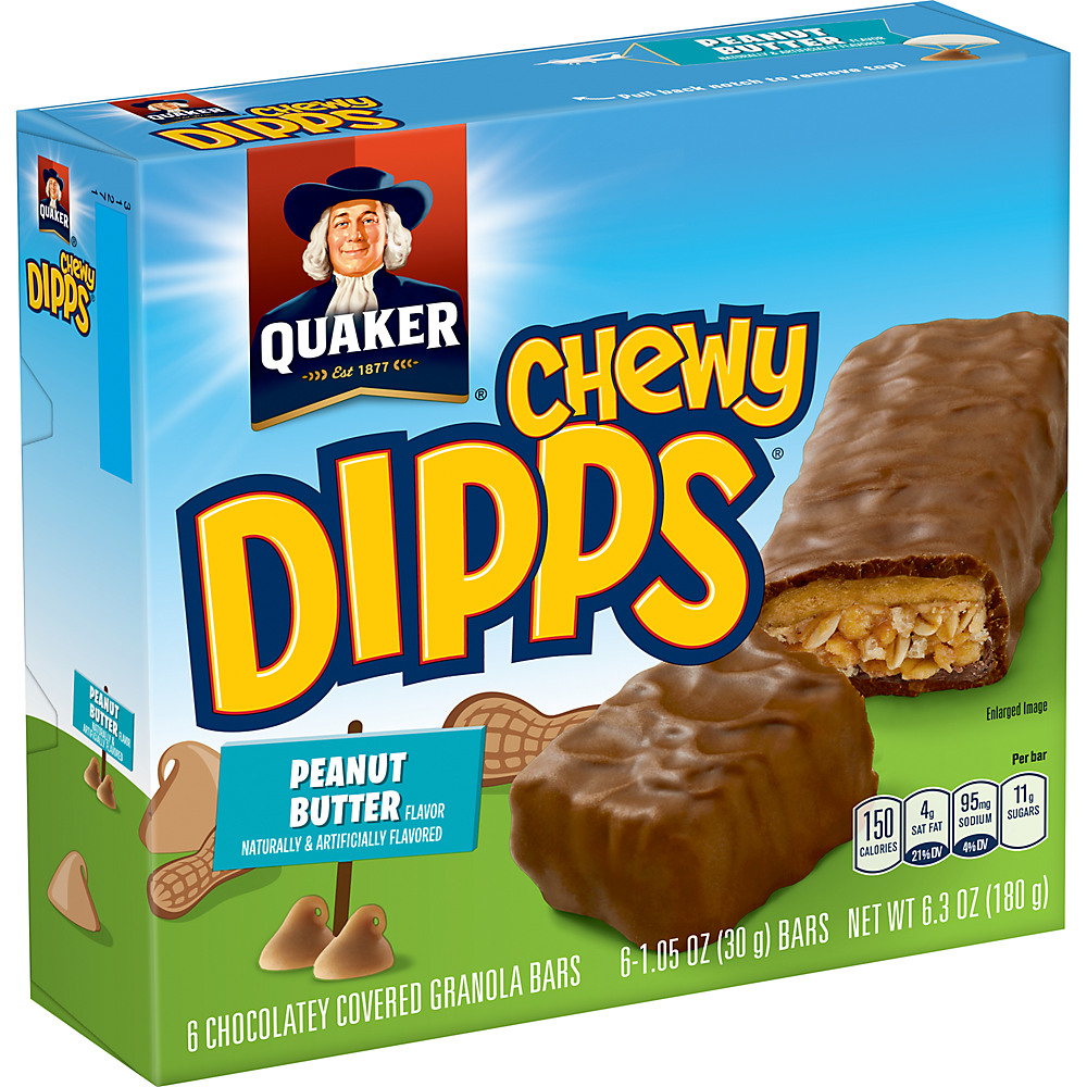 Calories in Quaker Chewy Dipps Chocolatey Covered Peanut Butter Granola Bars, 6 ct