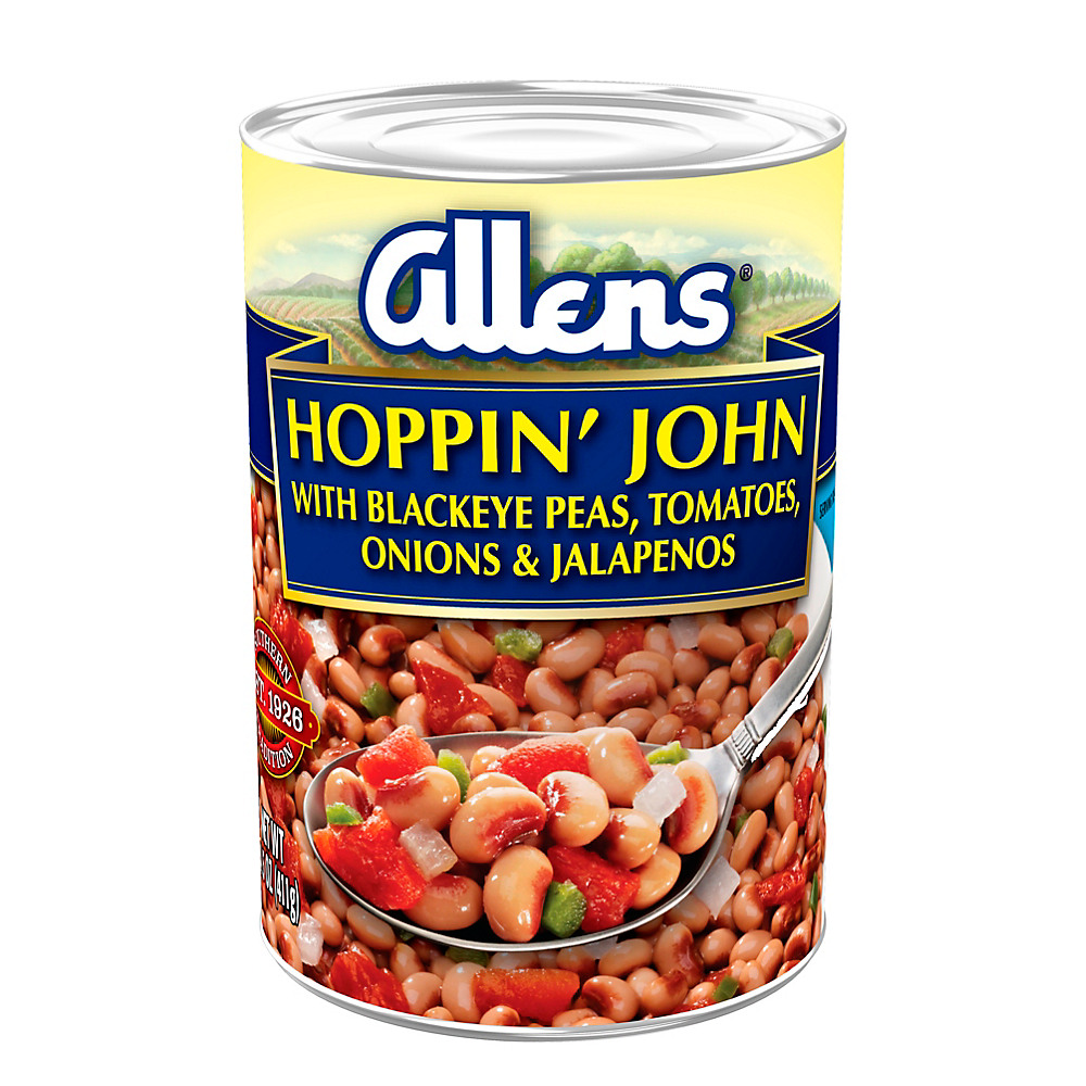 Calories in Allens Hoppin' John Blackeye Peas Tomatoes Onions & Jalapenos, 14.5 oz