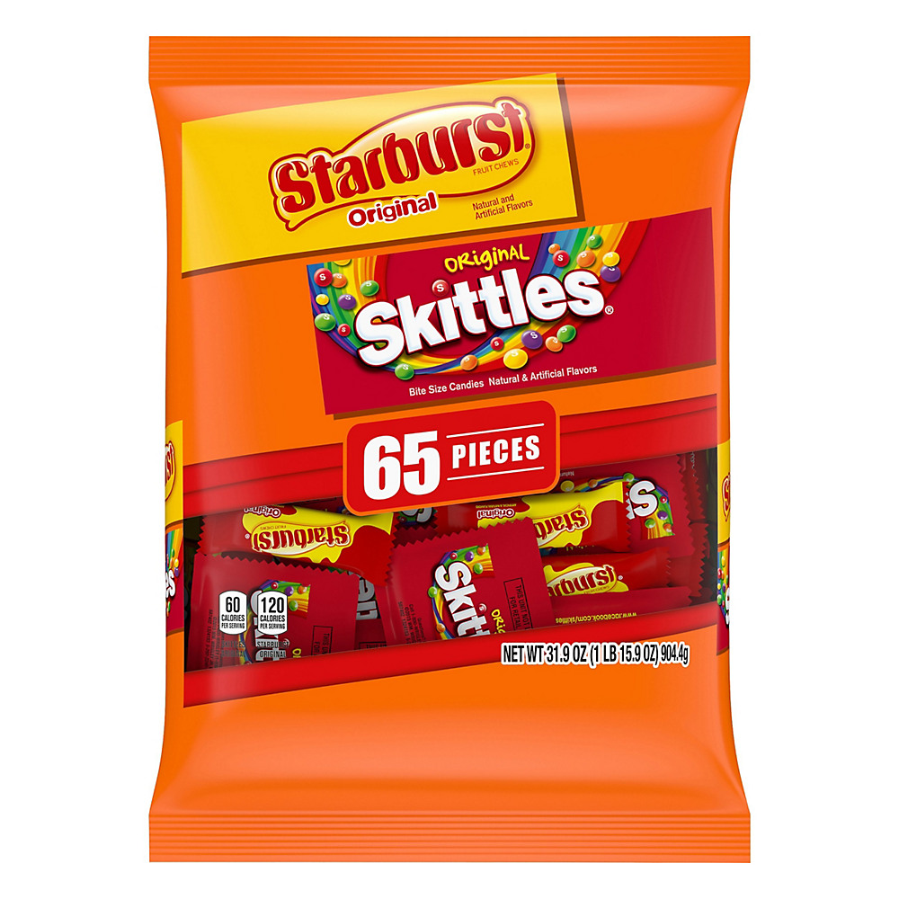 Calories in Skittles Starburst Original Chewy Candy Assorted Bag, 31.9 oz, 65 ct