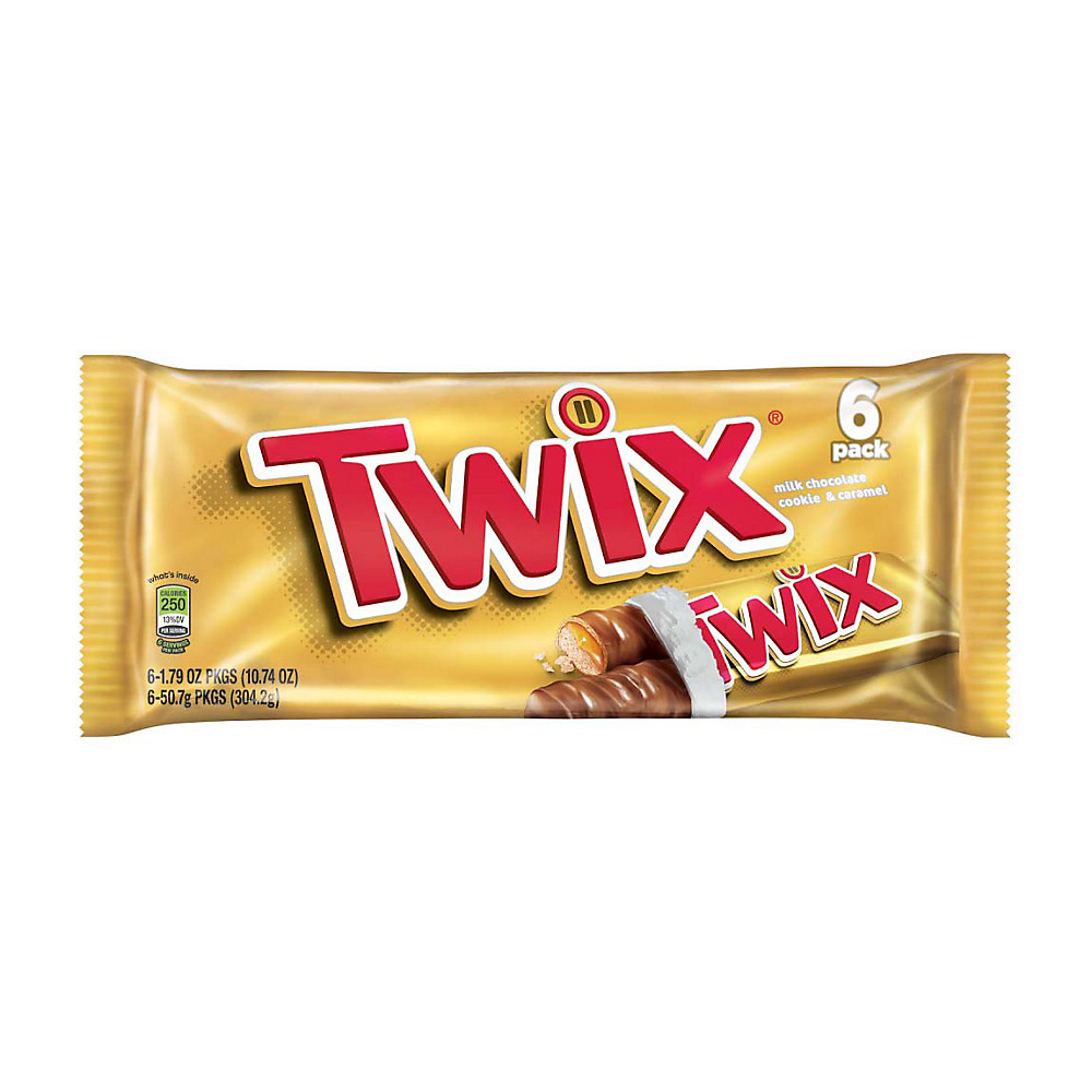 Calories in Twix Caramel Milk Chocolate, 6Ct, 10.74 oz