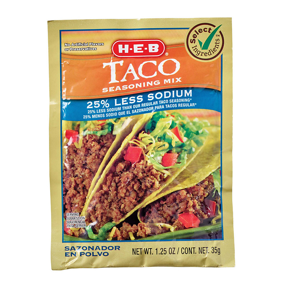 Calories in H-E-B Select Ingredients 25% Less Sodium Taco Seasoning Mix, 1.25 oz
