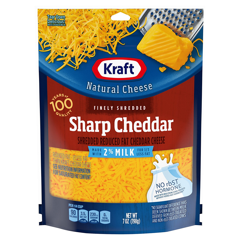 Calories in Kraft Reduced Fat Sharp Cheddar Cheese, Shredded, 7 oz