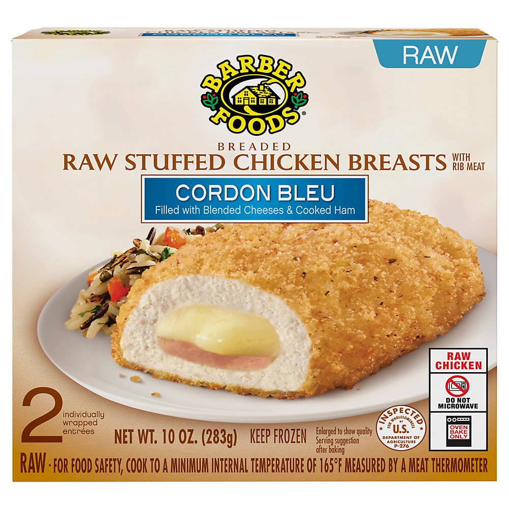 Calories in Barber Foods Breaded Raw Cordon Bleu Stuffed Chicken Breasts, 2 ct