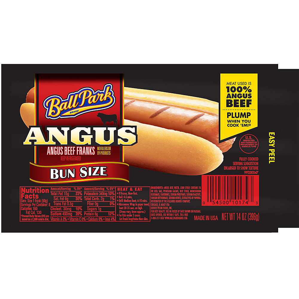 Calories in Ball Park Bun Size Angus Beef Hot Dogs, 8 ct