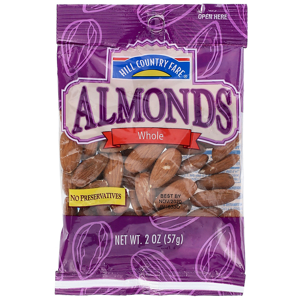 Calories in Hill Country Fare Whole Almonds, 2 oz