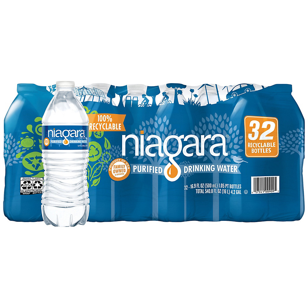 Calories in Niagara Purified Drinking Water 16.9 oz Bottles, 32 pk