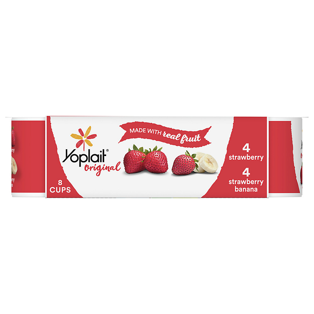 Calories in Yoplait Original Low-Fat Strawberry & Strawberry Banana Yogurt, 8 ct