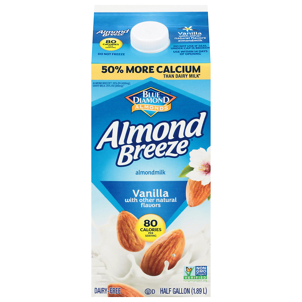 Calories in Blue Diamond Almond Breeze Vanilla Almond Milk, 1/2 gal