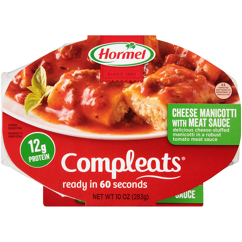 Calories in Hormel Compleats Cheese Manicotti with Meat Sauce, 10 oz