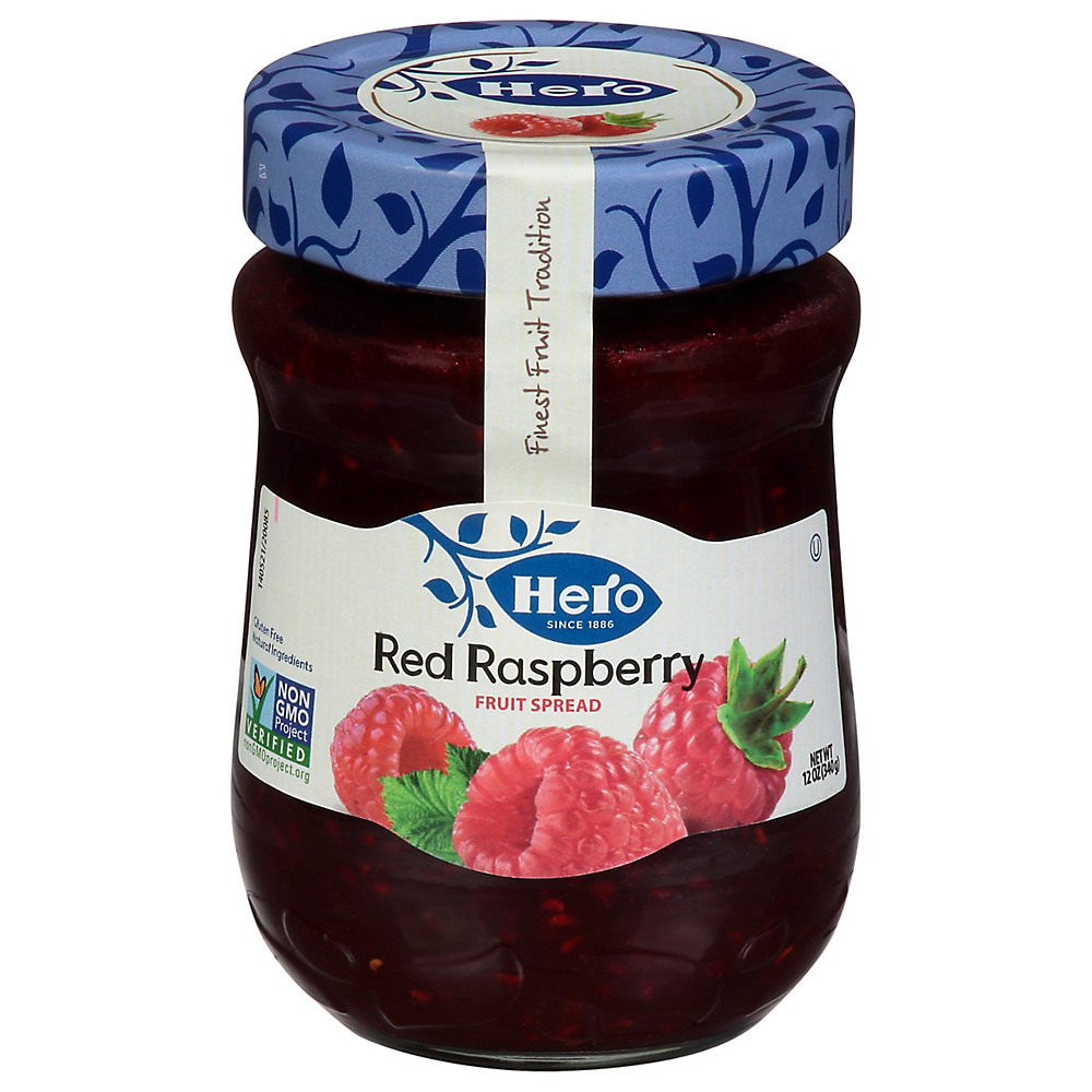 Calories in Hero Premium Red Raspberry Fruit Spread, 12 oz