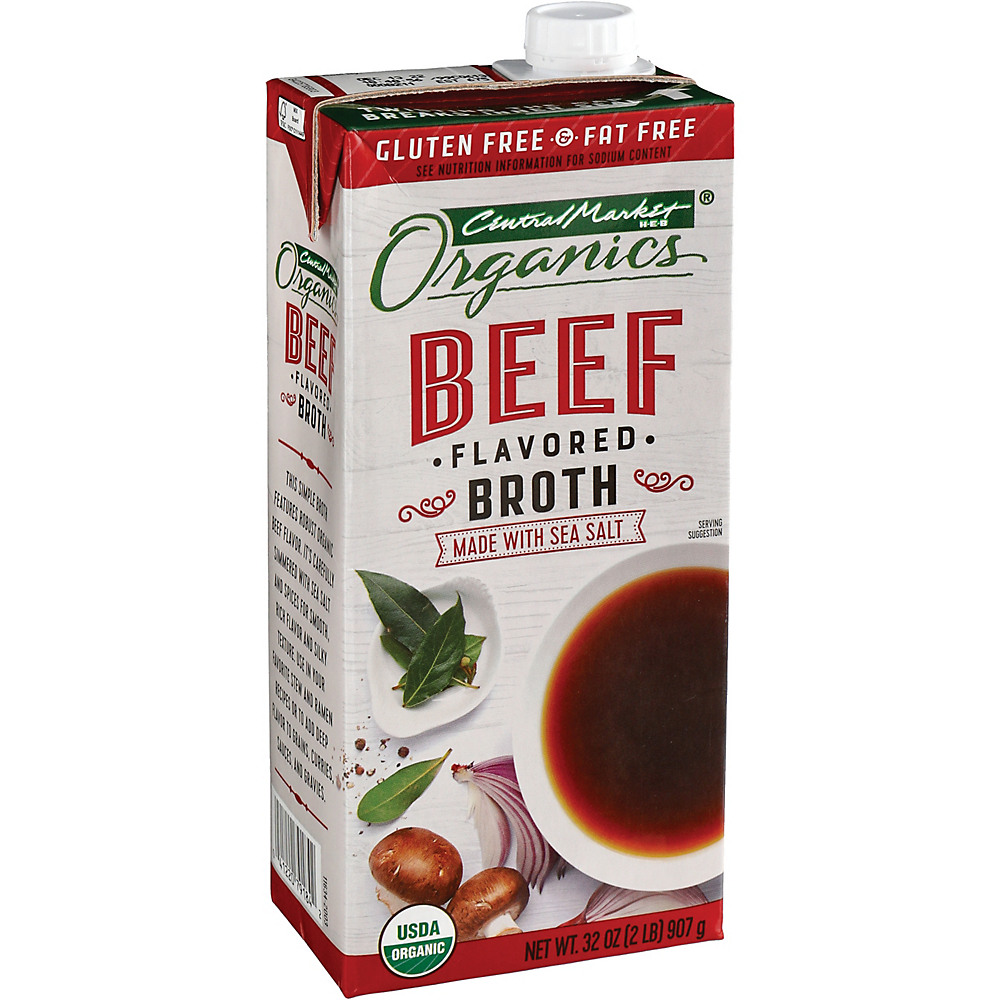Calories in Central Market Organics Beef Broth, 32 oz