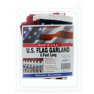 Seasonal Designs U.S. Flag Garland Patriotic Decoration, 6'