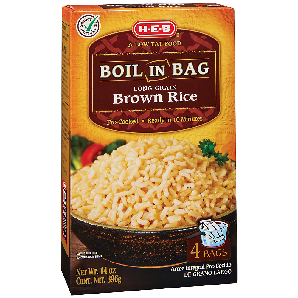 Calories in H-E-B Select Ingredients Boil in Bag Long Grain Brown Rice, 14 oz