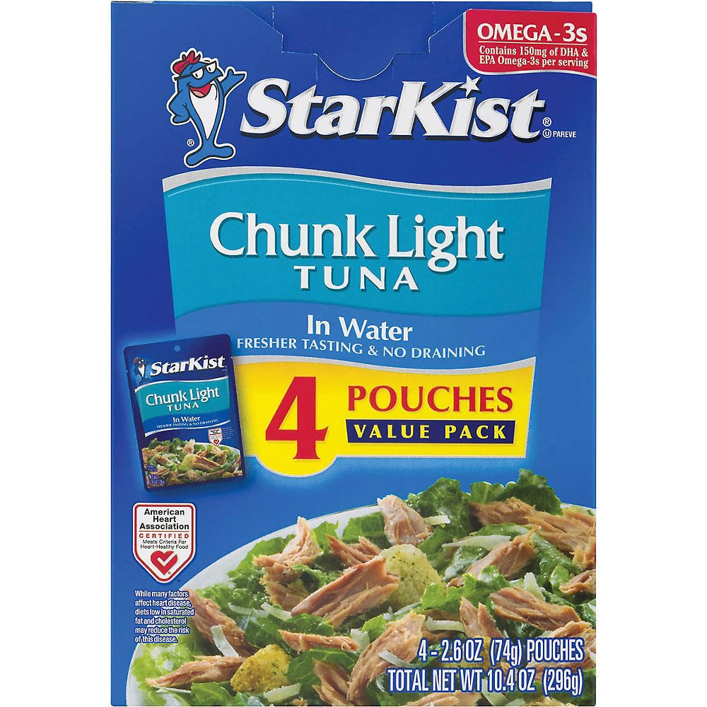 Calories in StarKist Chunk Light Tuna in Water Pouch, 4 ct