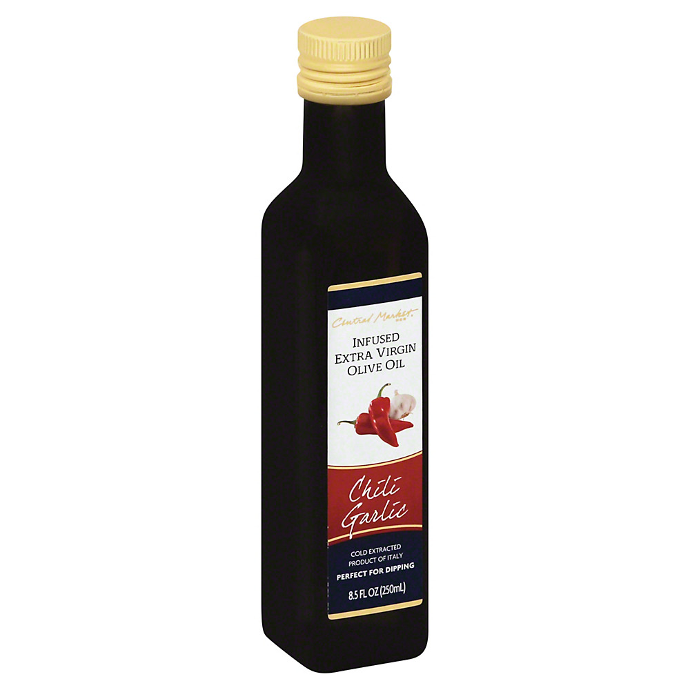 Calories in Central Market Chili Garlic Infused Extra Virgin Olive Oil, 8.5 oz