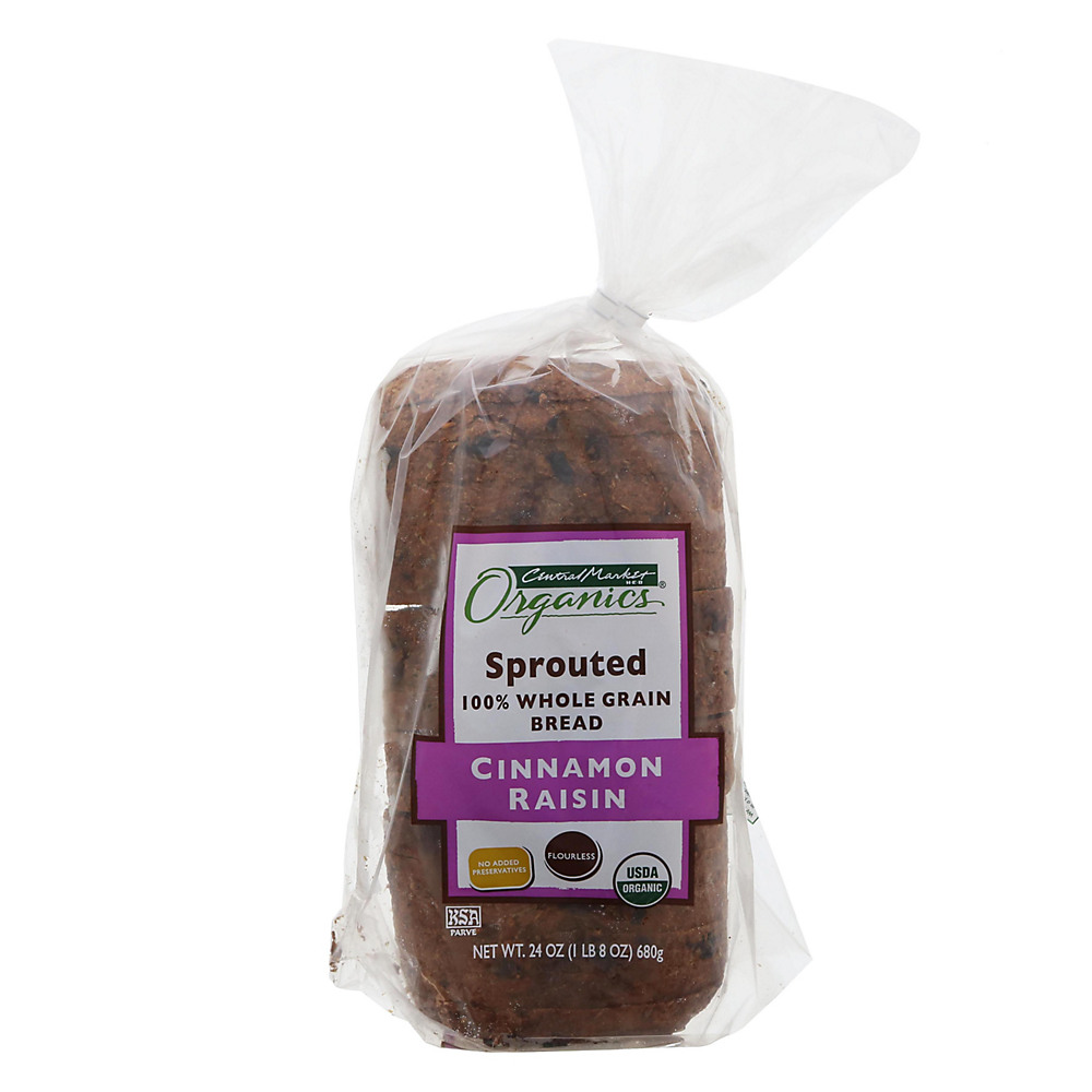Calories in Central Market Organics Sprouted Cinnamon Raisin Bread, 24 oz