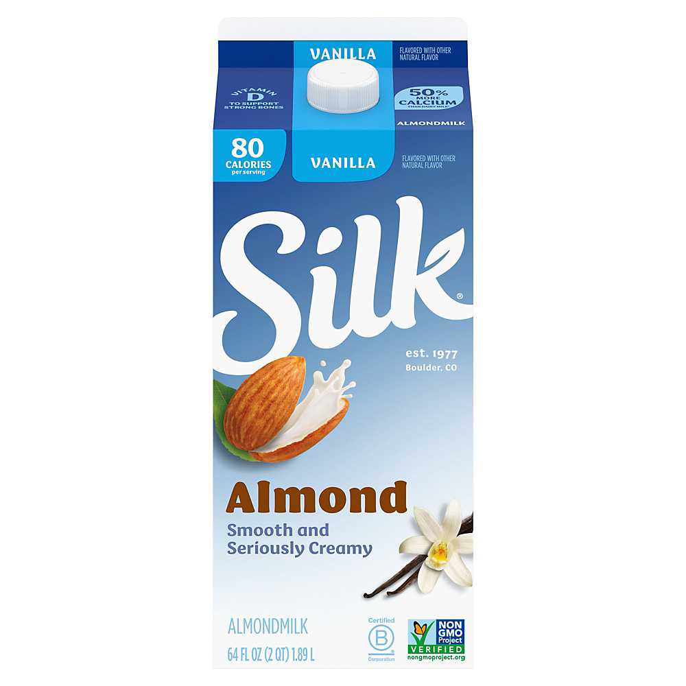 Calories in Silk Vanilla Almond Milk, Half Gallon, 64 oz